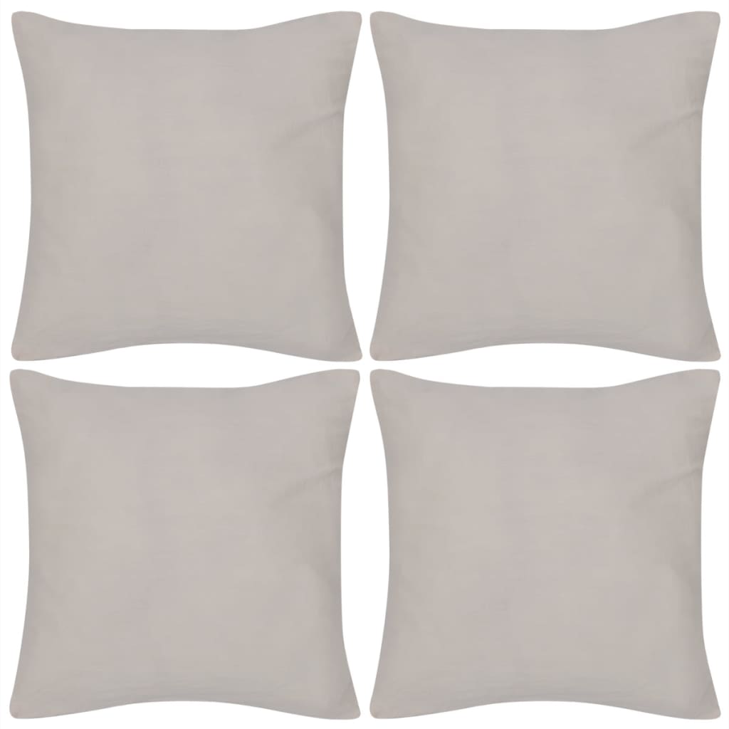 4 taies d'oreiller beiges en coton 40 x 40 cm