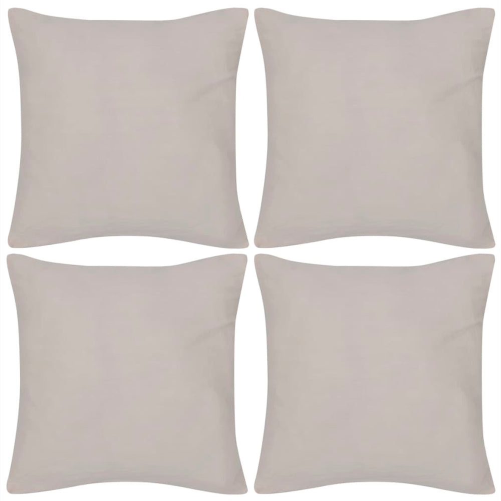 4 taies d'oreiller beiges en coton 40 x 40 cm