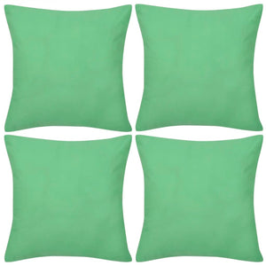 4 taies d'oreiller vert pomme en coton 40 x 40 cm
