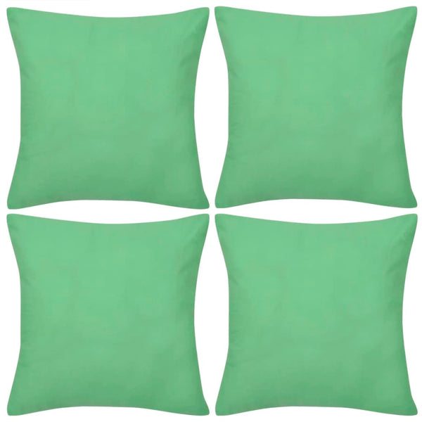 4 taies d'oreiller vert pomme en coton 40 x 40 cm