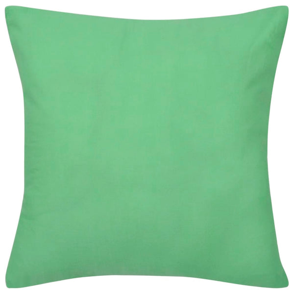 4 taies d'oreiller vert pomme en coton 40 x 40 cm
