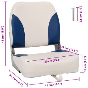 Klappbarer Bootssitz 1 Set mit Polster in Blau-Weiß