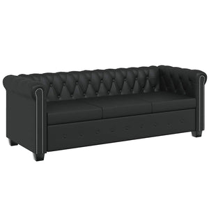 Chesterfield-Sofas 2-Sitzer und 3-Sitzer Kunstleder Schwarz