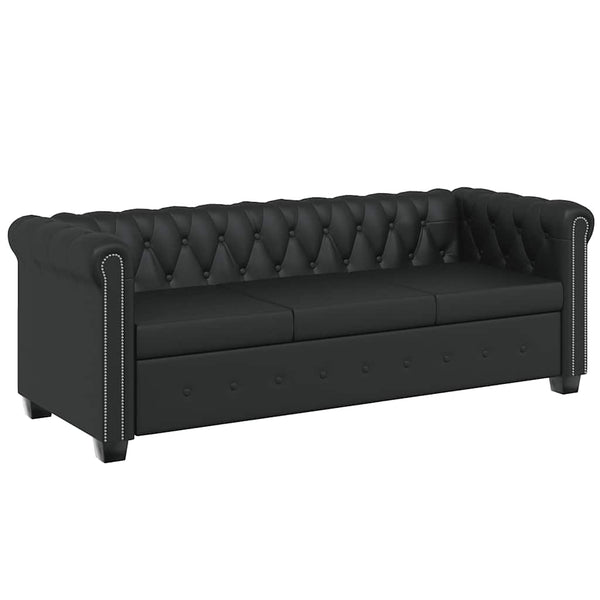 Chesterfield-Sofas 2-Sitzer und 3-Sitzer Kunstleder Schwarz
