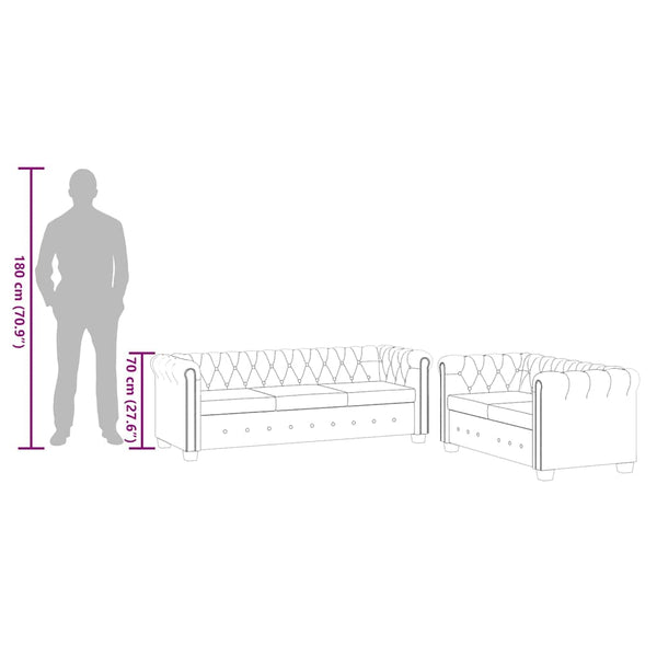 Chesterfield-Sofas 2-Sitzer und 3-Sitzer Kunstleder Schwarz