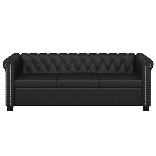 Chesterfield-Sofas 2-Sitzer und 3-Sitzer Kunstleder Schwarz