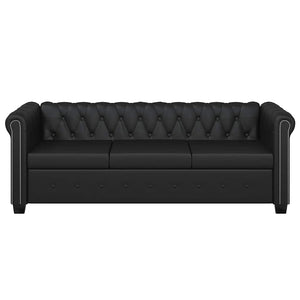 Chesterfield-Sofas 2-Sitzer und 3-Sitzer Kunstleder Schwarz