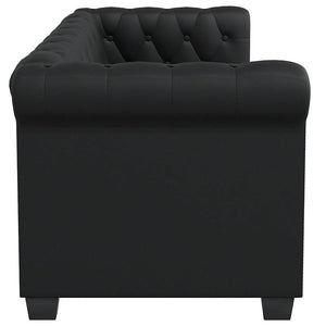 Chesterfield-Sofas 2-Sitzer und 3-Sitzer Kunstleder Schwarz