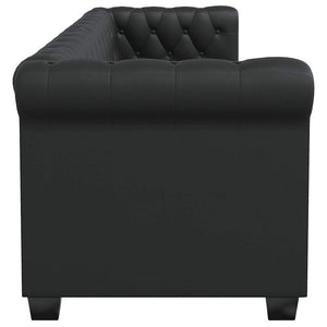 Chesterfield-Sofas 2-Sitzer und 3-Sitzer Kunstleder Schwarz