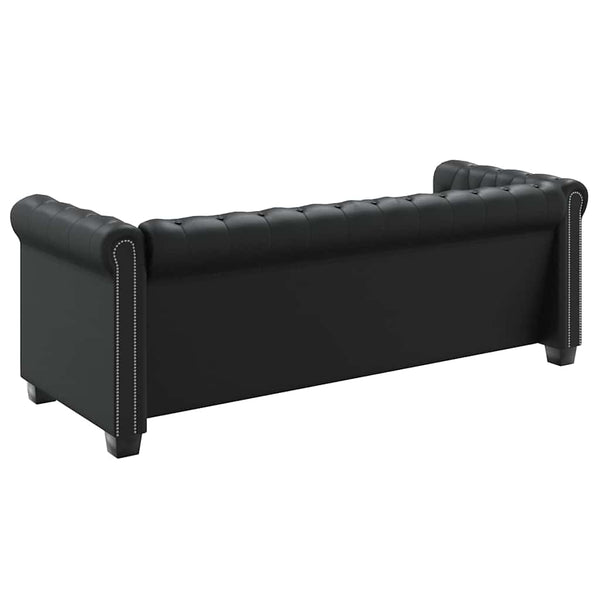 Chesterfield-Sofas 2-Sitzer und 3-Sitzer Kunstleder Schwarz