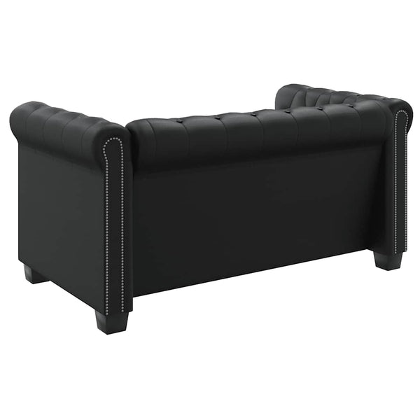 Chesterfield-Sofas 2-Sitzer und 3-Sitzer Kunstleder Schwarz
