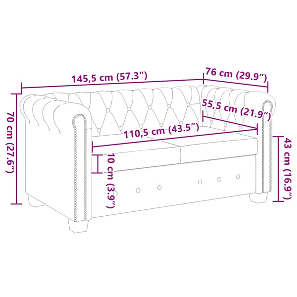 Chesterfield-Sofas 2-Sitzer und 3-Sitzer Kunstleder Weiß