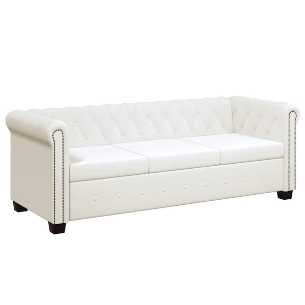 Chesterfield-Sofas 2-Sitzer und 3-Sitzer Kunstleder Weiß