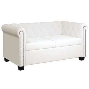 Chesterfield-Sofas 2-Sitzer und 3-Sitzer Kunstleder Weiß