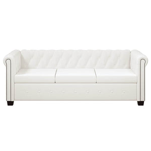 Chesterfield-Sofas 2-Sitzer und 3-Sitzer Kunstleder Weiß