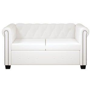 Chesterfield-Sofas 2-Sitzer und 3-Sitzer Kunstleder Weiß