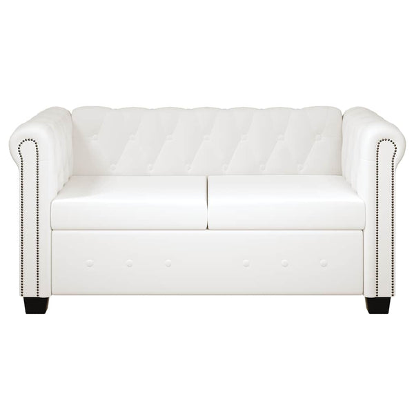 Chesterfield-Sofas 2-Sitzer und 3-Sitzer Kunstleder Weiß