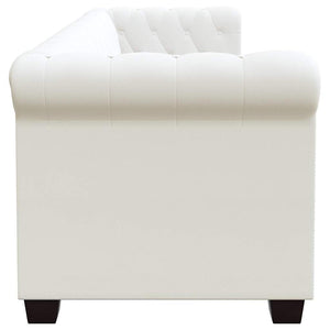 Chesterfield-Sofas 2-Sitzer und 3-Sitzer Kunstleder Weiß