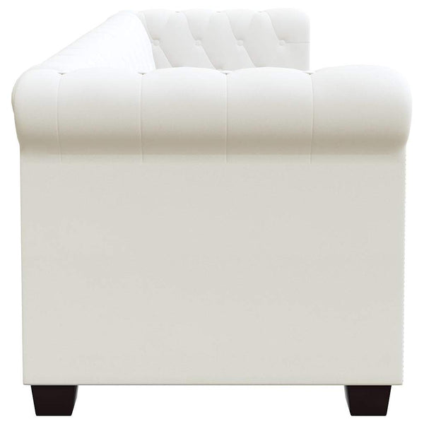Chesterfield-Sofas 2-Sitzer und 3-Sitzer Kunstleder Weiß