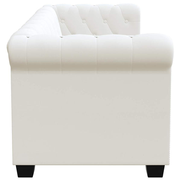 Chesterfield-Sofas 2-Sitzer und 3-Sitzer Kunstleder Weiß