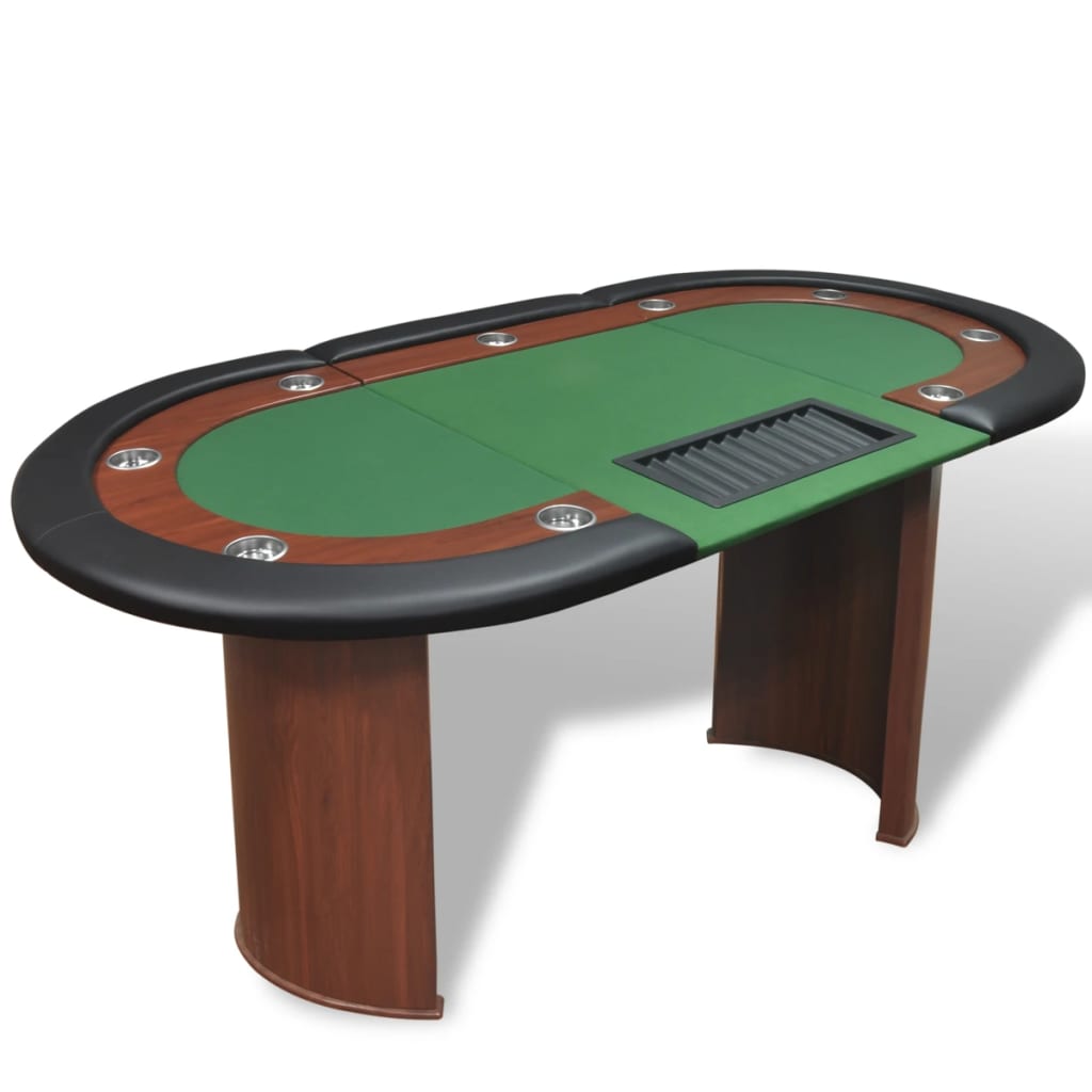 Pokertisch für 10 Spieler mit Chipablage