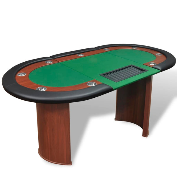 Pokertisch für 10 Spieler mit Chipablage