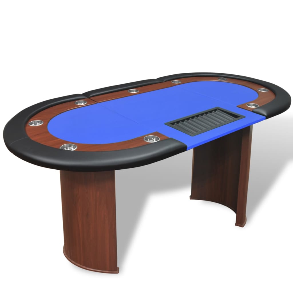 Pokertisch für 10 Spieler mit Dealerbereich Blau