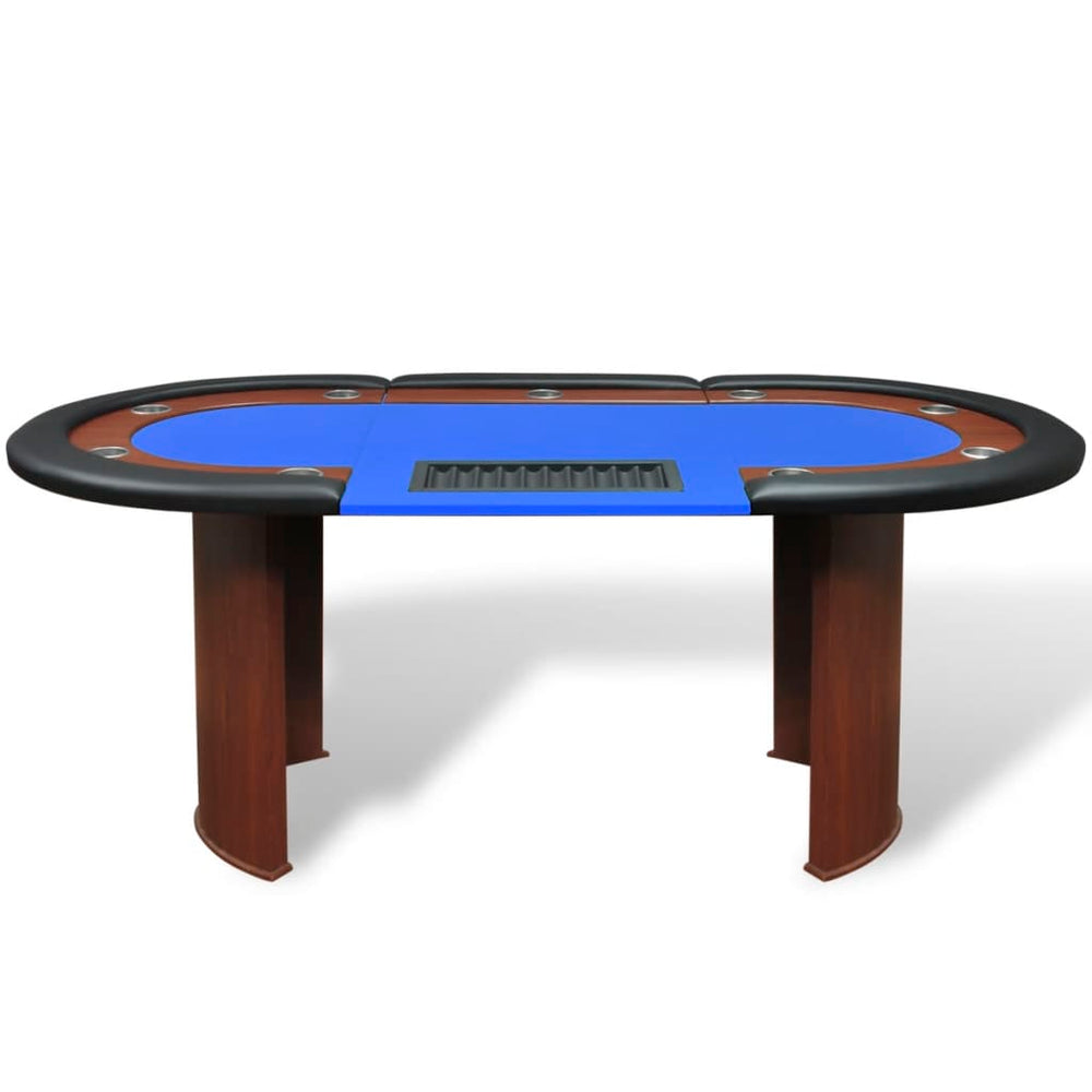 Pokertisch für 10 Spieler mit Dealerbereich Blau
