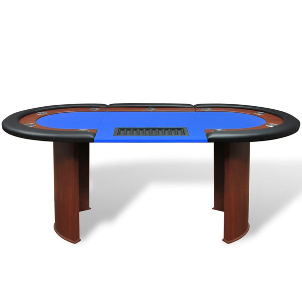 Pokertisch für 10 Spieler mit Dealerbereich Blau
