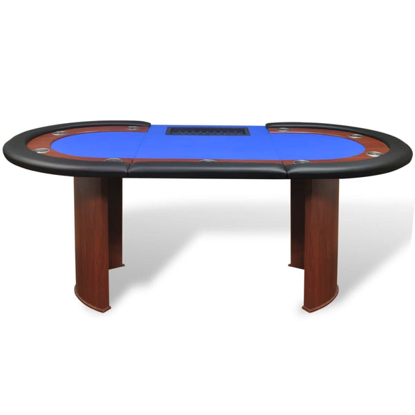 Pokertisch für 10 Spieler mit Dealerbereich Blau