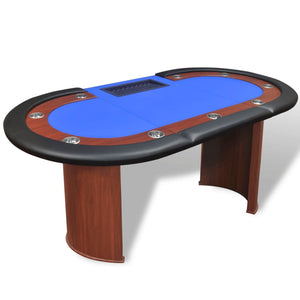 Pokertisch für 10 Spieler mit Dealerbereich Blau