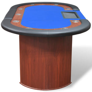 Pokertisch für 10 Spieler mit Dealerbereich Blau