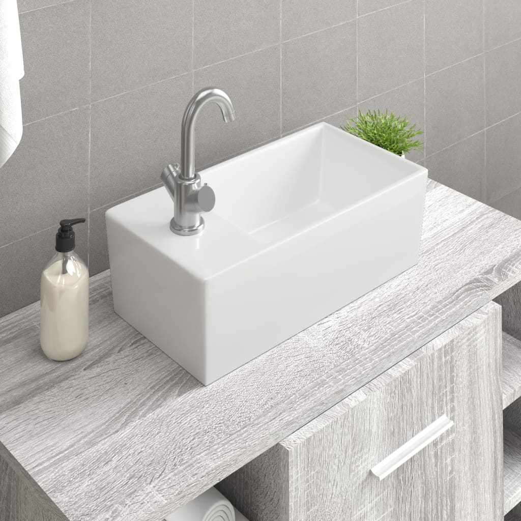 Keramik Waschbecken Weiß 48x25 cm