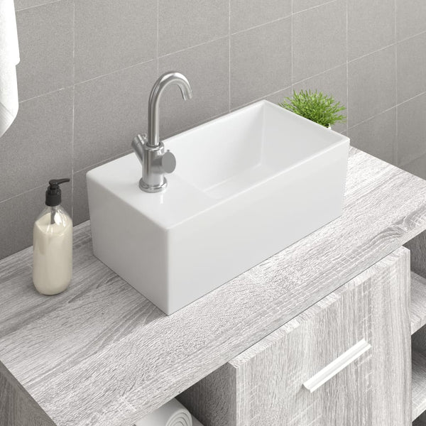 Keramik Waschbecken Weiß 48x25 cm