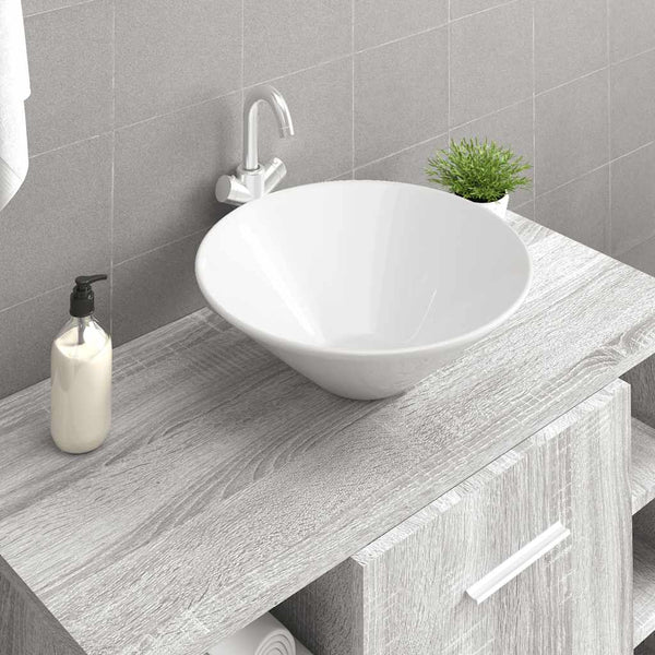 Waschbecken Set Weiß Keramik 42x42 cm (2 Stk.)