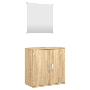 vidaXL Ensemble de meubles de salle de bain 2 pièces aspect chêne Aggloméré
