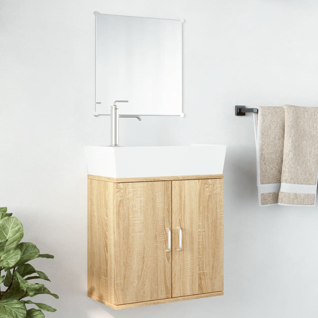 vidaXL Ensemble de meubles de salle de bain 2 pièces aspect chêne Aggloméré
