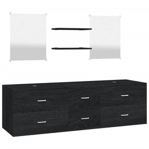 5-tlg. Badmöbel-Set Schwarz Holzwerkstoff