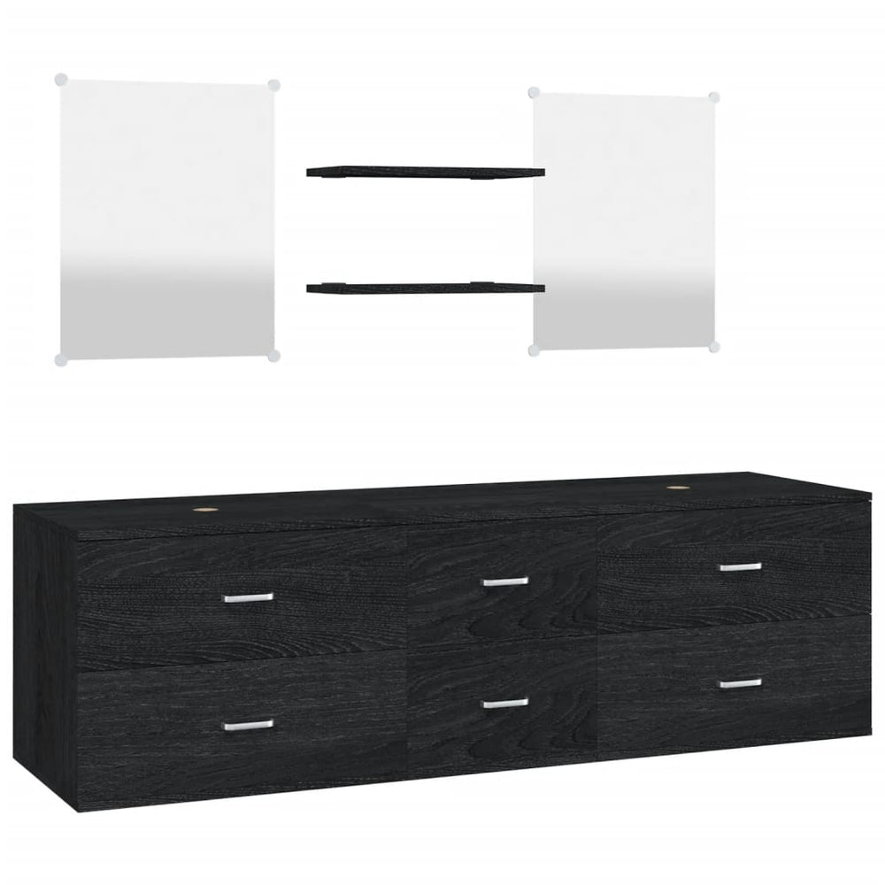 5-tlg. Badmöbel-Set Schwarz Holzwerkstoff