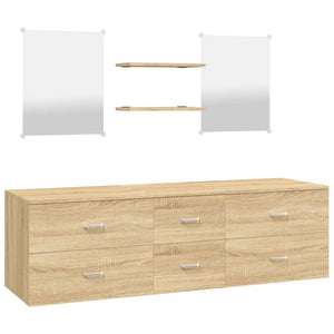 5-tlg Badmöbel-Set Eiche Optik
