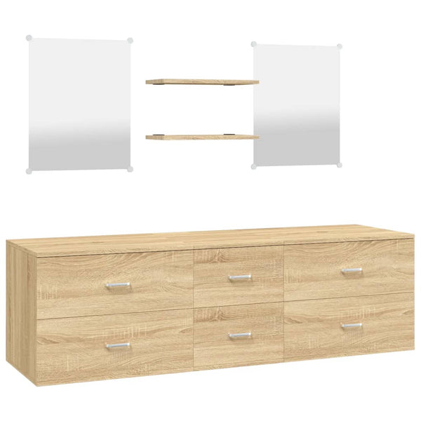 5-tlg Badmöbel-Set Eiche Optik