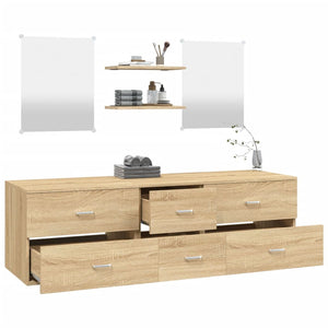 5-tlg Badmöbel-Set Eiche Optik