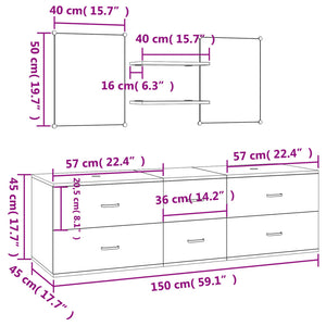 5-tlg Badmöbel-Set Eiche Optik