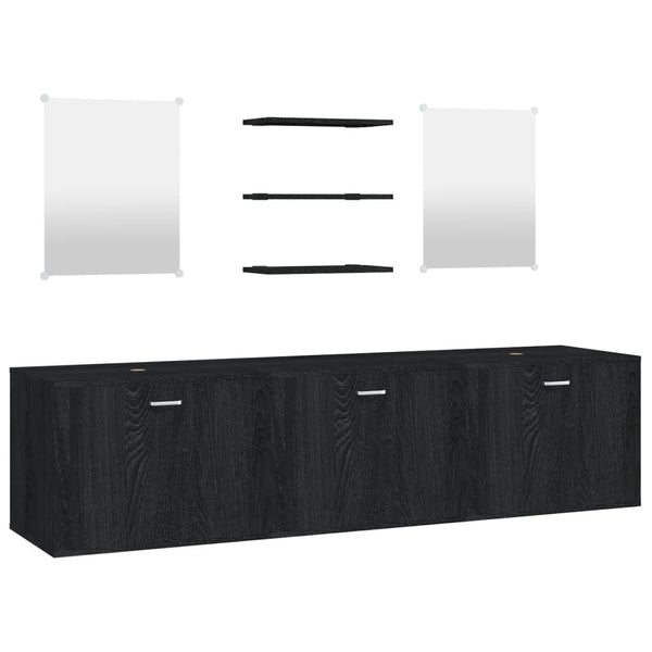 Schwarzes 6-teiliges Badmöbel-Set