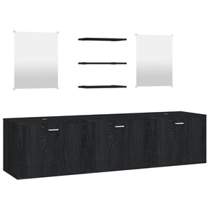 6-tlg. Badmöbel-Set Schwarz Holzwerkstoff