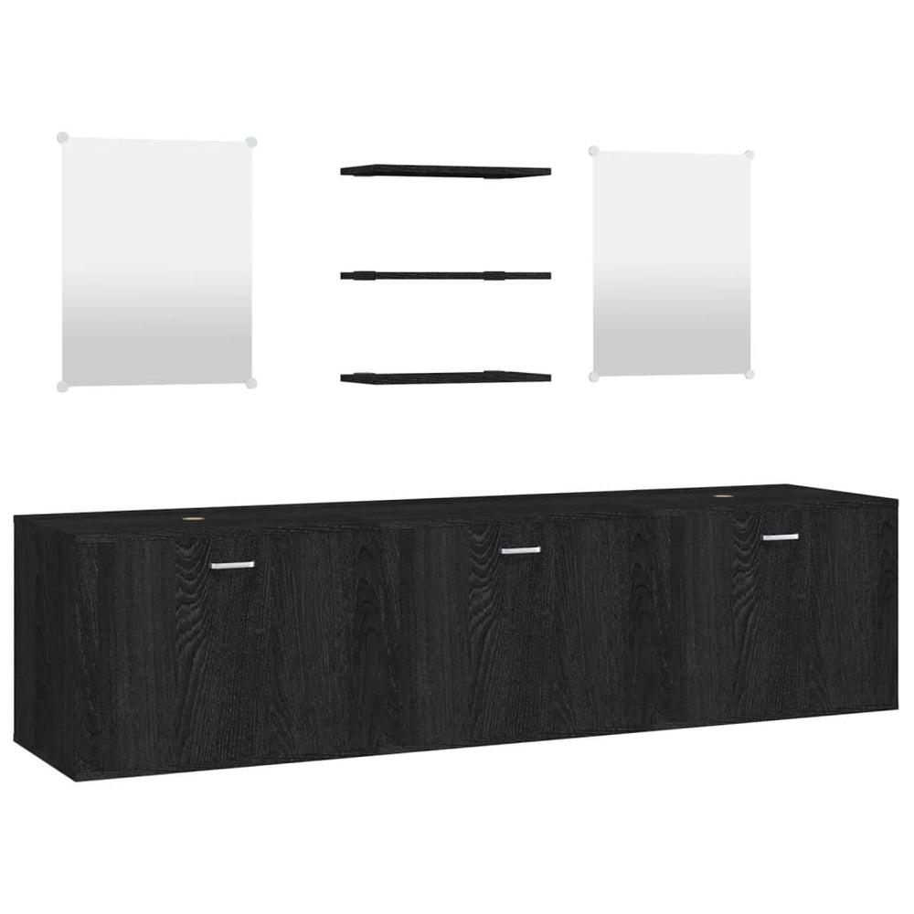 6-tlg. Badmöbel-Set Schwarz Holzwerkstoff
