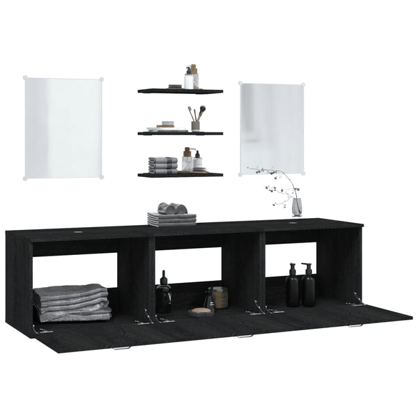 Schwarzes 6-teiliges Badmöbel-Set