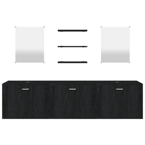 Schwarzes 6-teiliges Badmöbel-Set