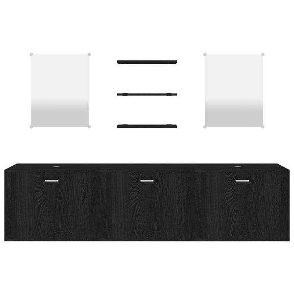 Schwarzes 6-teiliges Badmöbel-Set