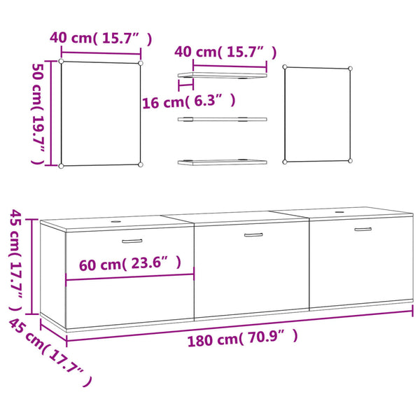 Schwarzes 6-teiliges Badmöbel-Set